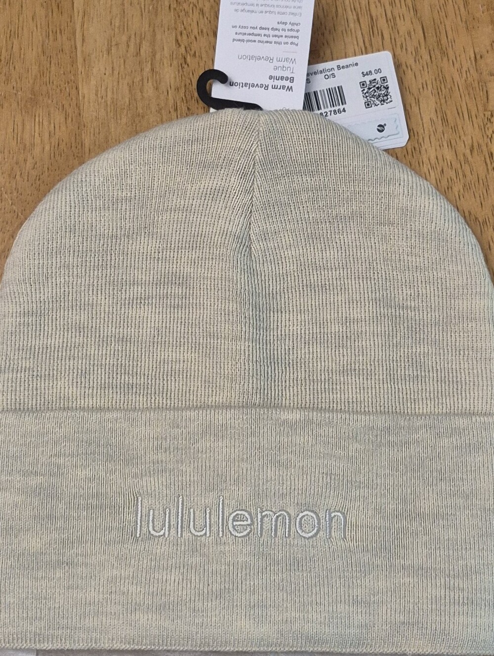 Lululemon Heathered Bone Ivory Warm Revelation Merino Wool Beanie Unisex